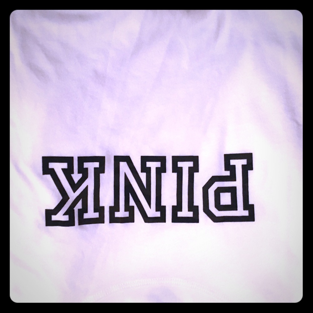 NWT VICTORIAS SECRET LOVE PINK WHITE T SHIRT